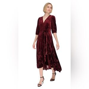 Calvin Klein Burnout Velvet Faux-Wrap Dress